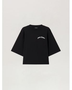 Palm Angels Mini Curved Logo Boxy T-Shirt - Black