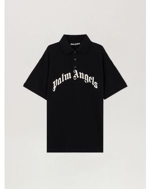 Palm Angels Curved Logo Polo Shirt - Black