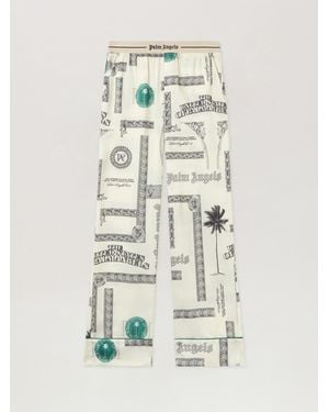 Palm Angels Dollar Print Pajama Pants Ivory - White