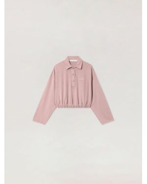 Palm Angels Palm Sway Cropped Long Sleeve Polo - Pink