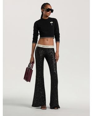 Palm Angels Logo Essential Sequins Trousers - White