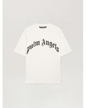 Palm Angels Curved Logo T-Shirt Off - Natural