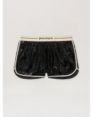 Palm Angels Classic Logo Sequin Shorts - Black