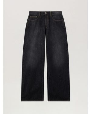 Palm Angels Curved Logo Loose Jeans - Blue