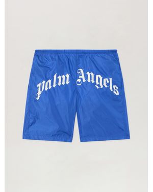 Palm Angels Curved Logo Swimshorts - Blue