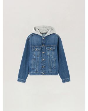 Palm Angels Curved Logo Denim Jacket - Blue
