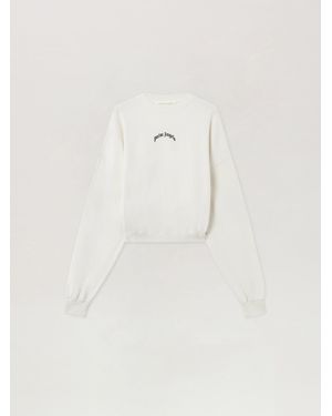 Palm Angels Curved Logo Loose Crop Sweatshirt - Natural
