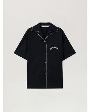 Palm Angels Curved Logo Bowling Shirt - Black