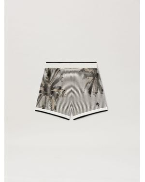 Palm Angels Palms Jacquard Knit Shorts Off - Gray