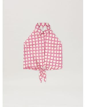 Palm Angels Net Logo Open Back Shirt Ivory - Pink