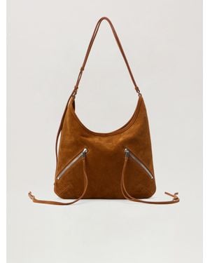 Palm Angels Zip-Up Suede Maxi Bag - Brown