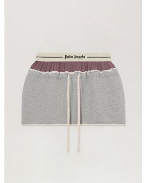Palm Angels Classic Logo Double-Layered Skirt - Gray