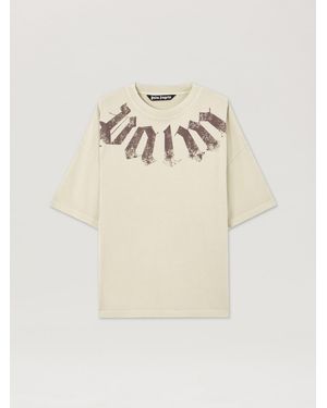 Palm Angels Big Neck Logo Loose T-Shirt - Natural