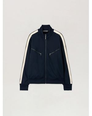 Palm Angels Curved Logo Track Jacket Dark - Blue
