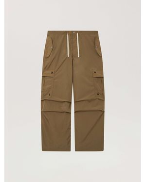 Palm Angels Palm Type Loose Cargo Trousers Kaki - Natural