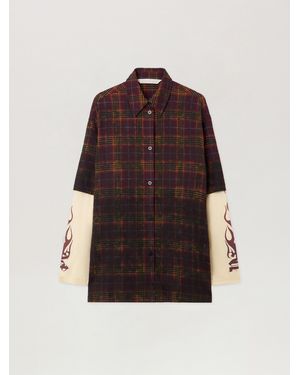 Palm Angels Overdyed Check Flames Shirt Burgundy - Multicolour