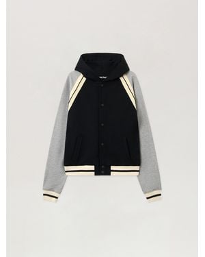 Palm Angels Curved Logo Varsity Jacket - Black