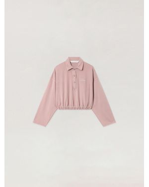 Palm Angels Palm Sway Cropped Long Sleeve Polo - Pink