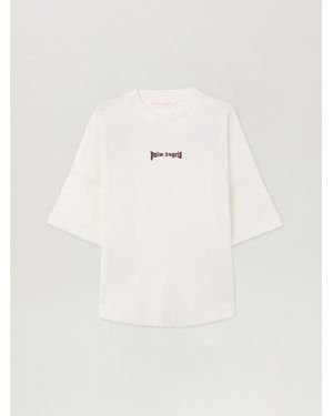 Palm Angels Outline Logo Over T-Shirt - Natural