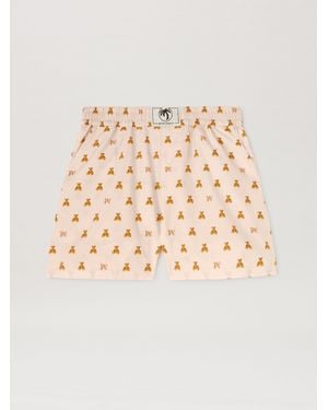 Palm Angels Mini Bear Monogram Shorts Soft - Natural