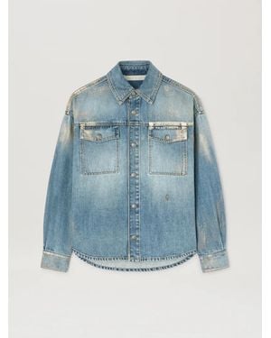 Palm Angels Coated Denim Shirt - Blue