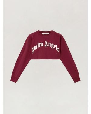 Palm Angels Curved Logo Crop Top Burgundy - Multicolor