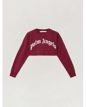 Palm Angels Curved Logo Crop Top Burgundy - Multicolour