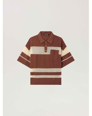 Palm Angels Palm Type Loose Knit Polo - Brown
