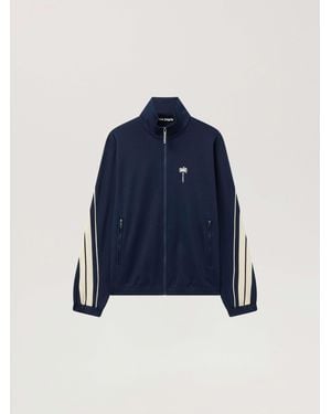 Palm Angels Palm Tree Striped Track Jacket - Blue