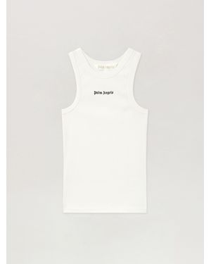 Palm Angels Classic Logo Fitted Tank Top - Natural