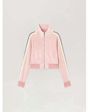 Palm Angels Logo Chenille Crop Track Jacket - Pink