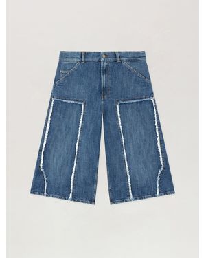 Palm Angels Curved Logo Skater Shorts - Blue