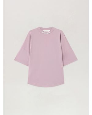 Palm Angels Dripping Curved Logo Over T-Shirt - Pink