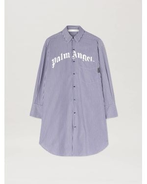Palm Angels Curved Logo Stripe Shirtdress - Purple
