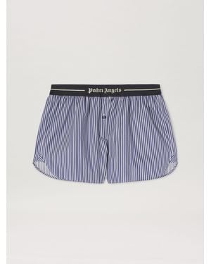 Palm Angels Classic Logo Striped Shorts - Blue