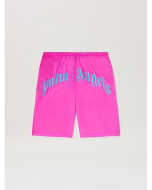 Palm Angels Curved Logo Swimshorts - Pink