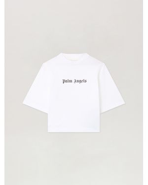 Palm Angels Classic Logo Cropped T-Shirt - Natural