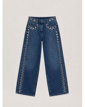 Palm Angels Eyelets Straight Jeans - Blue