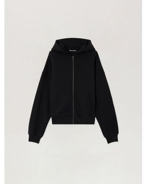 Palm Angels Back Curved Logo Zip Hoodie - Black