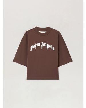 Palm Angels Dripping Curved Logo Boxy T-Shirt - Brown