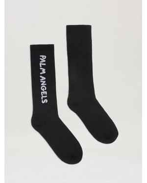 Palm Angels Jacquared Block Logo Socks - Black