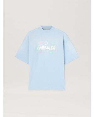 Palm Angels Paradise Oversize T-Shirt Donna Baby Blu