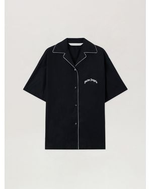 Palm Angels Curved Logo Bowling Shirt - Black