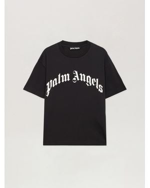 Palm Angels Curved Logo Reg T-Shirt - Black