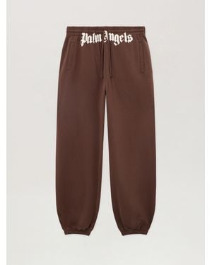 Palm Angels Waist Logo Sweatpants - Brown