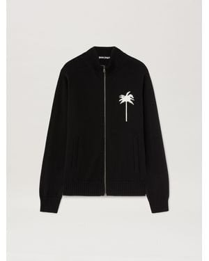 Palm Angels Palm Inlay Knit Jacket - Black