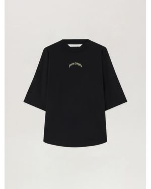 Palm Angels Curved Logo Over T-Shirt - Black