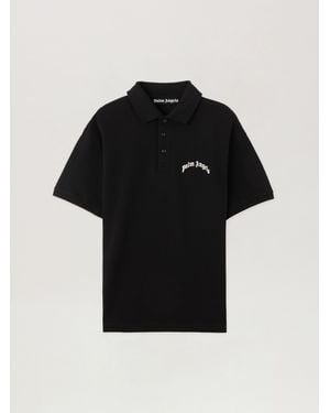 Palm Angels Curved Logo Polo Shirt - Black