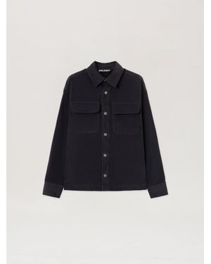 Palm Angels Classic Logo Corduroy Overshirt Anthracite - Blue