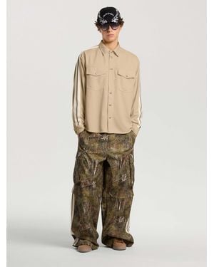 Palm Angels Logo 90' Track Jacket Shirt Kaki - Natural